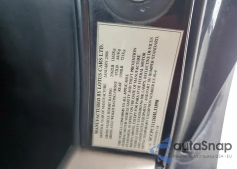 2006 Lotus Elise из США, поврежденный, VIN SCCPC11126HL31898